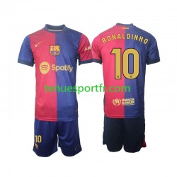 Kit Enfant Maillot Domicile FC Barcelone Ronaldinho 10 2024-2025 à Manches Longues