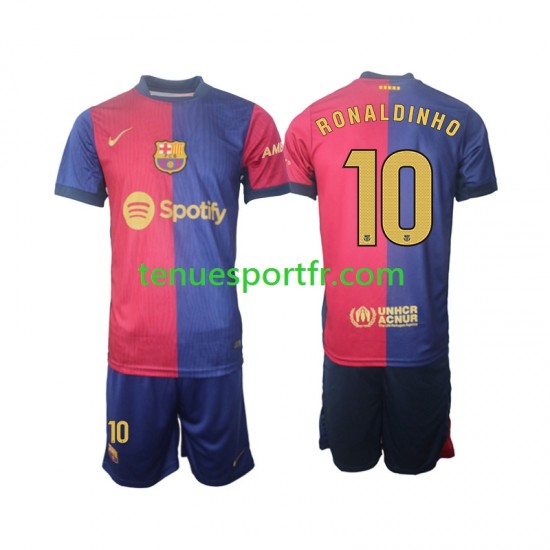 Kit Enfant Maillot Domicile FC Barcelone Ronaldinho 10 2024-2025 à Manches Longues