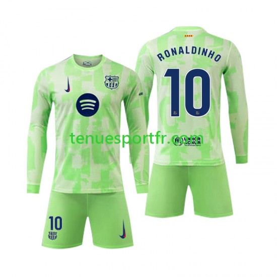 Kit Enfant Maillot Troisième FC Barcelone Ronaldinho 10 2024-2025 à Manches Longues