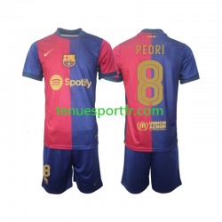 Kit Enfant Maillot Domicile FC Barcelone UCL Font PEDRI 8 2024-2025 à Manches Courtes