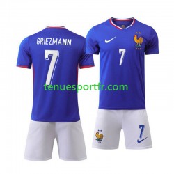Kit Enfant Maillot Domicile France Antoine Griezmann 7 Euro 2024 Bleu à Manches Courtes
