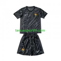Kit Enfant Maillot Extérieur France Gardien Euro 2024 Noir à Manches Courtes