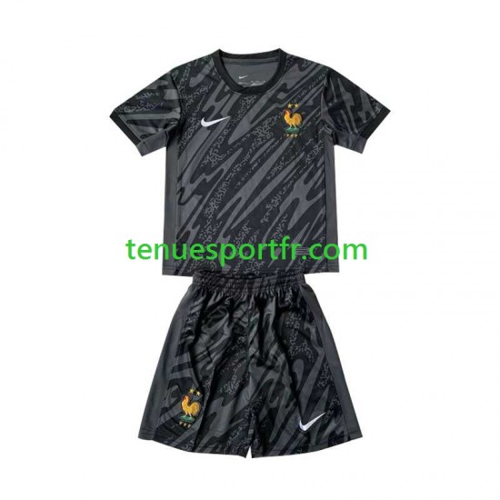 Kit Enfant Maillot Extérieur France Gardien Euro 2024 Noir à Manches Courtes