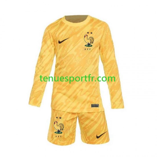 Kit Enfant Maillot Domicile France Gardien Euro 2024 Jaune à Manches Longues