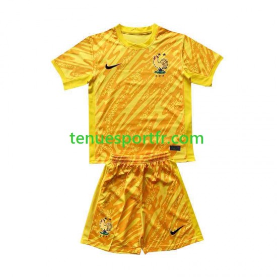 Kit Enfant Maillot Domicile France Gardien Euro 2024 Jaune à Manches Courtes
