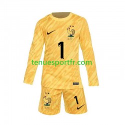 Kit Enfant Maillot Domicile France Gardien Hugo Lloris 1 Euro 2024 Jaune à Manches Longues