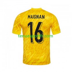 Homme Maillot Domicile France Gardien MAIGNAN 16 Euro 2024 Jaune à Manches Courtes