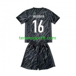 Kit Enfant Maillot Extérieur France Gardien Mike Maignan 16 Euro 2024 Noir à Manches Courtes