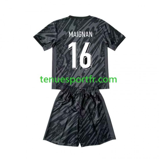 Kit Enfant Maillot Extérieur France Gardien Mike Maignan 16 Euro 2024 Noir à Manches Courtes