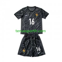 Kit Enfant Maillot Extérieur France Gardien Mike Maignan 16 Euro 2024 Noir à Manches Courtes