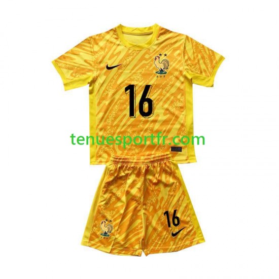 Kit Enfant Maillot Domicile France Gardien Mike Maignan 16 Euro 2024 Jaune à Manches Courtes