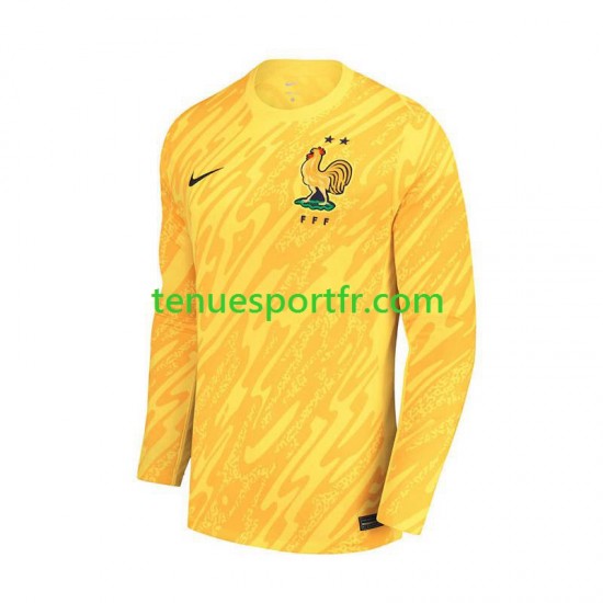 Homme Maillot Domicile France Gardien Euro 2024 Jaune à Manches Longues