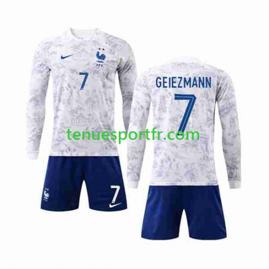 Kit Enfant Maillot Extérieur France Griezmann 7 World Cup 2022 à Manches Longues
