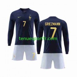 Kit Enfant Maillot Domicile France Griezmann 7 World Cup 2022 à Manches Longues