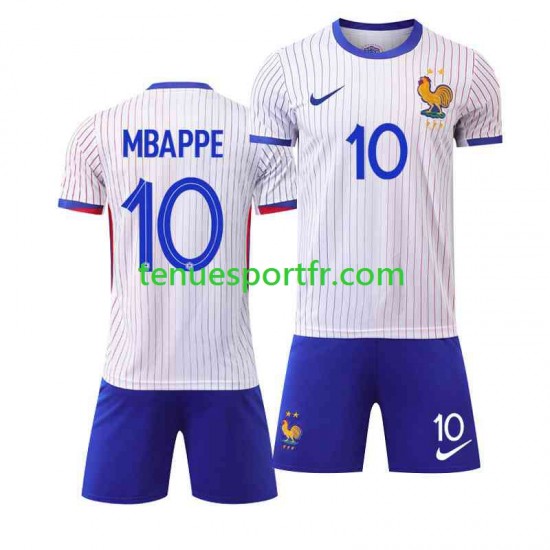 Kit Enfant Maillot Extérieur France Kylian Mbappe 10 Euro 2024 à Manches Courtes