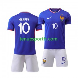 Kit Enfant Maillot Domicile France Kylian Mbappe 10 Euro 2024 à Manches Courtes