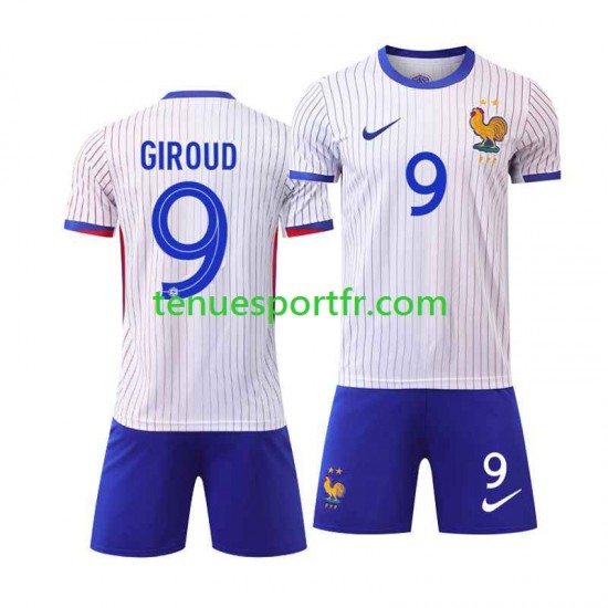 Kit Enfant Maillot Extérieur France Olivier Giroud 9 Euro 2024 à Manches Courtes