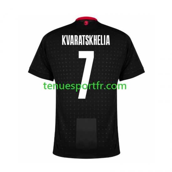 Homme Maillot Extérieur Georgia Kvaratskhelia 7 Euro 2024 Noir à Manches Courtes