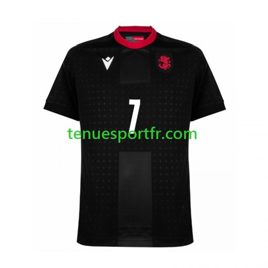 Homme Maillot Extérieur Georgia Kvaratskhelia 7 Euro 2024 Noir à Manches Courtes