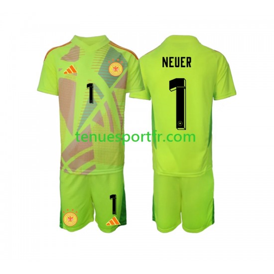 Kit Enfant Maillot Extérieur Allemagne Gardien Manuel Neuer 1 Euro 2024 à Manches Courtes
