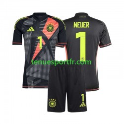 Kit Enfant Maillot Domicile Allemagne Gardien Manuel Neuer 1 Euro 2024 Noir à Manches Courtes