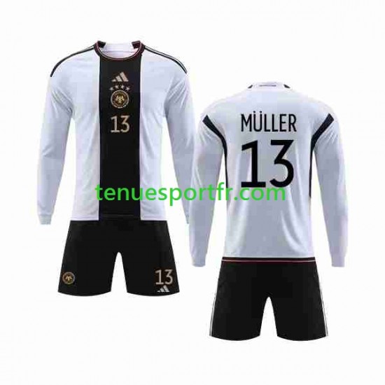 Kit Enfant Maillot Domicile Allemagne MULLER 13 World Cup 2022 à Manches Longues