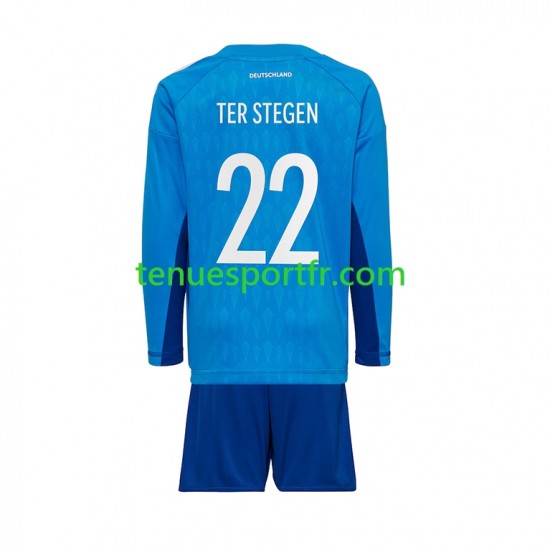 Kit Enfant Maillot Domicile Allemagne Gardien ter Stegen 22 World Cup 2022 à Manches Longues