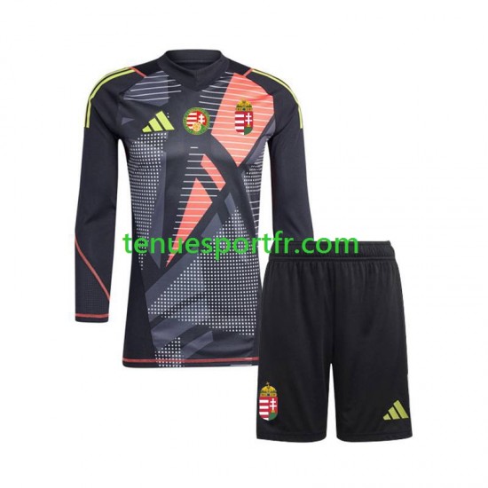 Kit Enfant Maillot Domicile Hongrie Gardien Euro 2024 Noir à Manches Longues