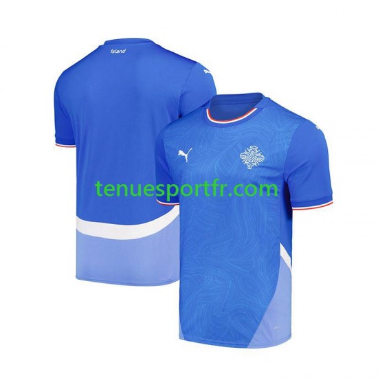 Homme Maillot Domicile Islande 2024 Bleu à Manches Courtes