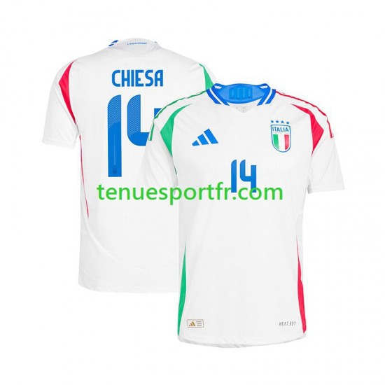 Homme Maillot Extérieur Italie Chiesa 14 Euro 2024 Blanc à Manches Courtes