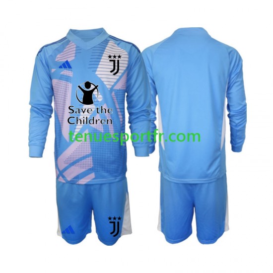 Kit Enfant Maillot Domicile Juventus Gardien 2024-2025 Bleu à Manches Longues