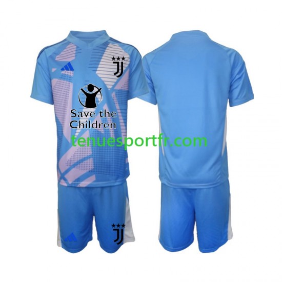 Kit Enfant Maillot Domicile Juventus Gardien 2024-2025 Bleu à Manches Courtes