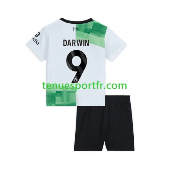 Kit Enfant Maillot Extérieur Liverpool Darwin Nunez 9 2023-2024 à Manches Courtes