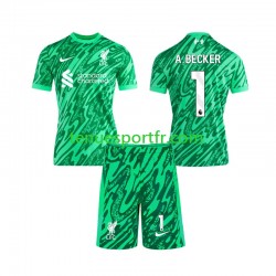 Kit Enfant Maillot Extérieur Liverpool Gardien Alisson Becker 1 2024-2025 à Manches Courtes