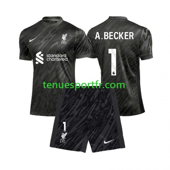 Kit Enfant Maillot Domicile Liverpool Gardien Alisson Becker 1 2024-2025 à Manches Courtes