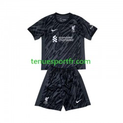 Kit Enfant Maillot Domicile Liverpool Gardien 2024-2025 Noir à Manches Courtes