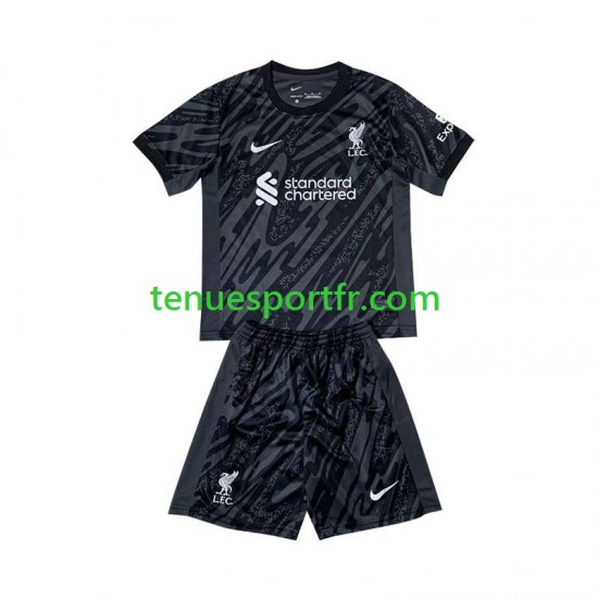 Kit Enfant Maillot Domicile Liverpool Gardien 2024-2025 Noir à Manches Courtes