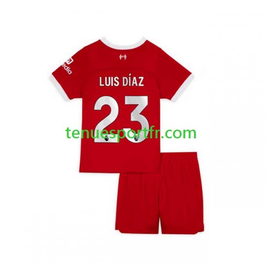 Kit Enfant Maillot Domicile Liverpool Luis Diaz 23 2023-2024 à Manches Courtes