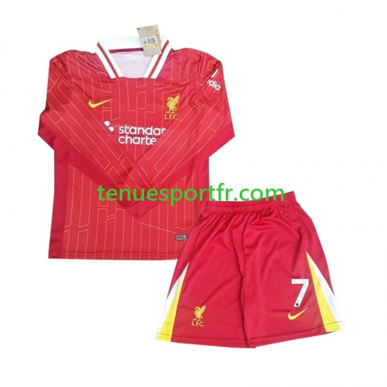 Kit Enfant Maillot Domicile Liverpool Luis Diaz 7 2024-2025 à Manches Longues