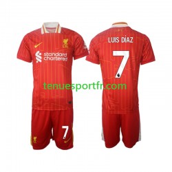 Kit Enfant Maillot Domicile Liverpool Luis Diaz 7 2024-2025 à Manches Courtes