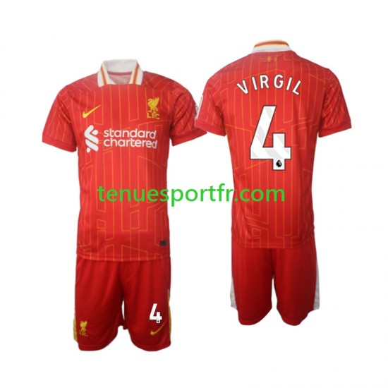 Kit Enfant Maillot Domicile Liverpool Virgil 4 2024-2025 à Manches Courtes