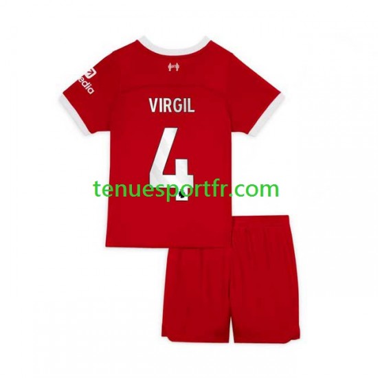 Kit Enfant Maillot Domicile Liverpool Virgil van Dijk 4 2023-2024 à Manches Courtes