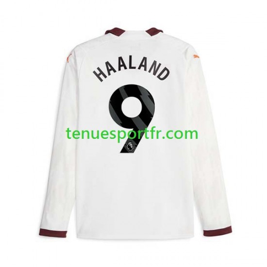 Homme Maillot Extérieur Manchester City Erling Haaland 9 2023-2024 à Manches Longues