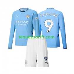 Kit Enfant Maillot Domicile Manchester City Erling Haaland 9 2024-2025 à Manches Longues