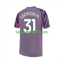 Homme Maillot Extérieur Manchester City Gardien Ederson Moraes 31 2023-2024 à Manches Courtes