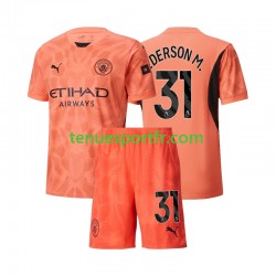 Kit Enfant Maillot Extérieur Manchester City Gardien Ederson Moraes 31 2024-2025 à Manches Courtes