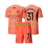 Kit Enfant Maillot Extérieur Manchester City Gardien Ederson Moraes 31 2024-2025 à Manches Courtes