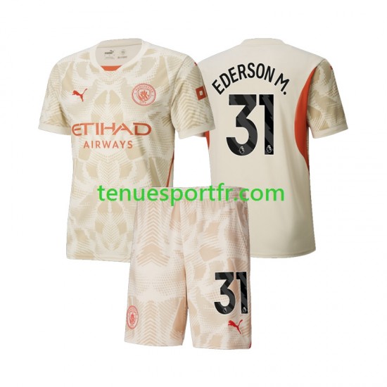 Kit Enfant Maillot Troisième Manchester City Gardien Ederson Moraes 31 2024-2025 à Manches Courtes