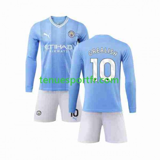 Kit Enfant Maillot Domicile Manchester City Grealish 10 2023-2024 à Manches Longues