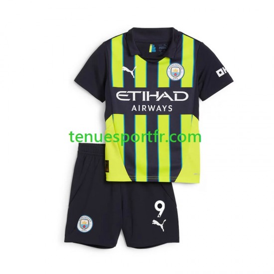 Kit Enfant Maillot Extérieur Manchester City Haaland 9 2024-2025 à Manches Courtes